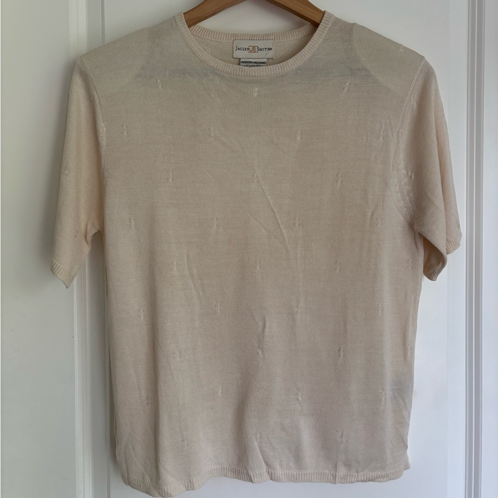 vintage lightweight cream silk knit tee